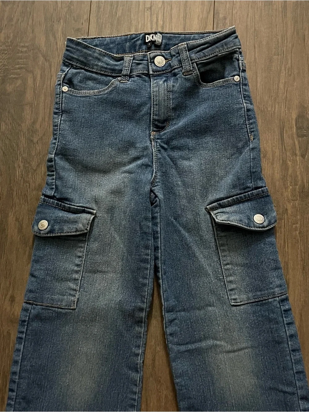 DKNY Kids Blue Wide-Leg Cargo Jeans